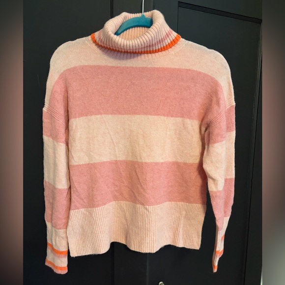 J. Crew Sweaters - J.Crew Striped Pink and Cream Turtleneck Sweater